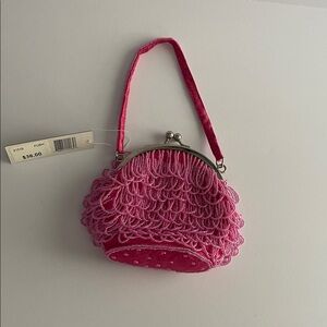 Y2K beaded fuschia fringe petite evening bag